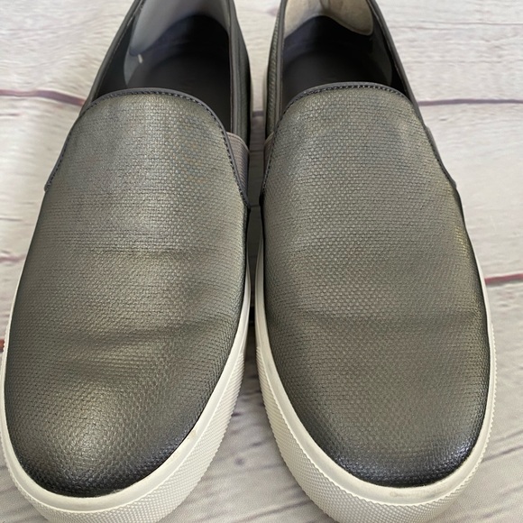 Vince Metallic Gray Silver Flat Slip On Sneakers Sz 7.5 - Picture 3 of 10